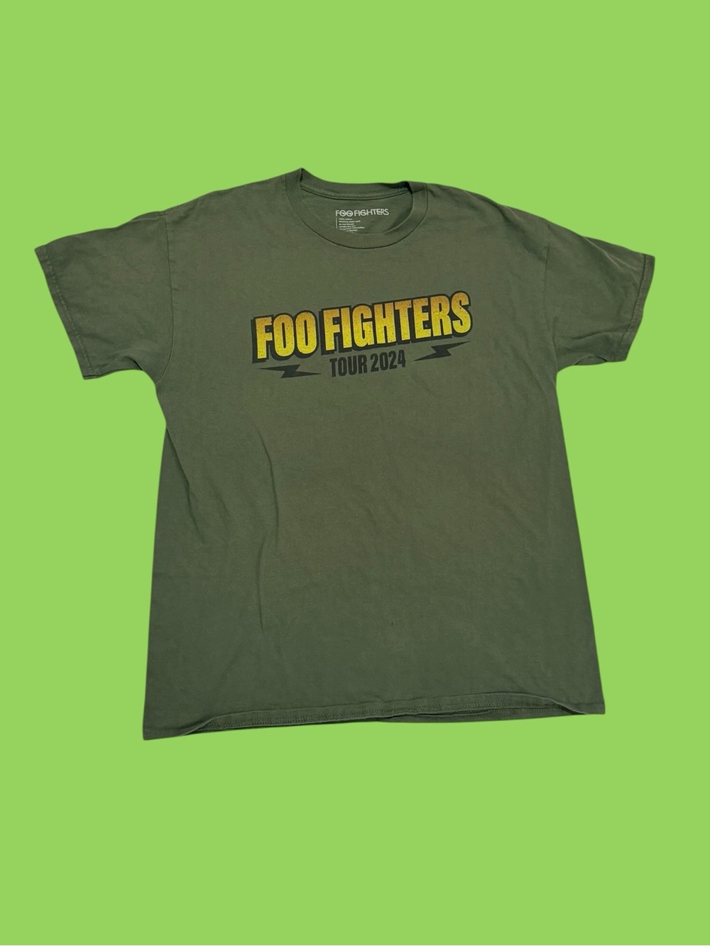 Foo Fighters Everything Or Nothing At All Tour 2024 T Shirt Green Large Concert